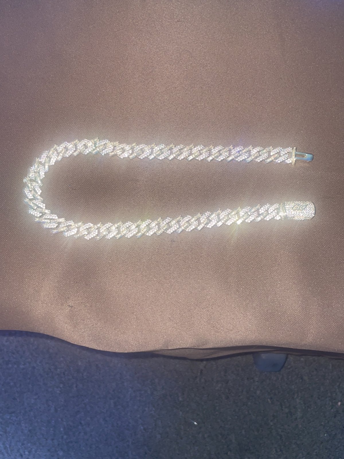 12mm mixed stone diamond cuban necklace 16 gold