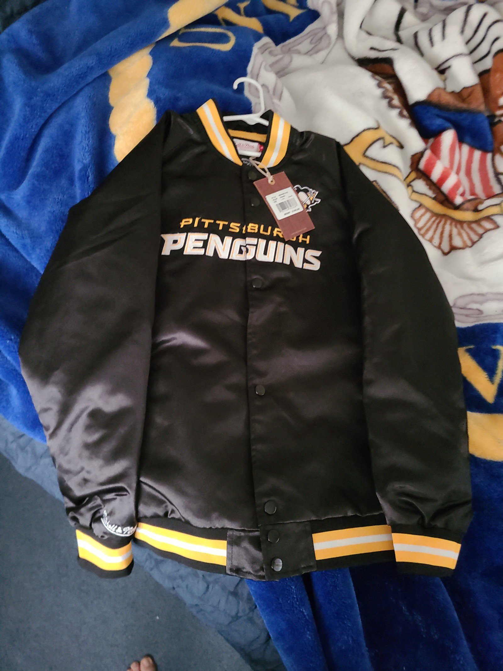 Youth L XL 14/16 NWOT Mitchell & Ness Pittsburgh Penguins Snap Jacket 100 MSRP