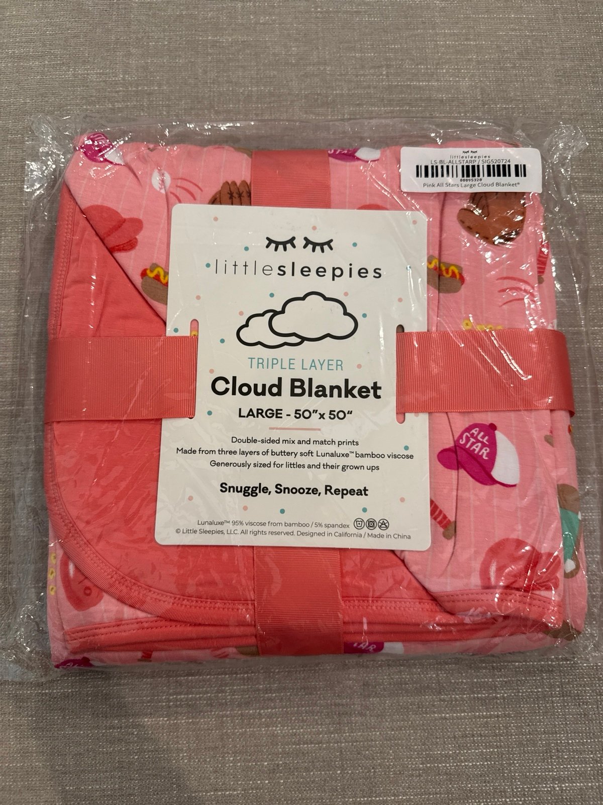 Little Sleepies Pink All Stars Cloud Blanket