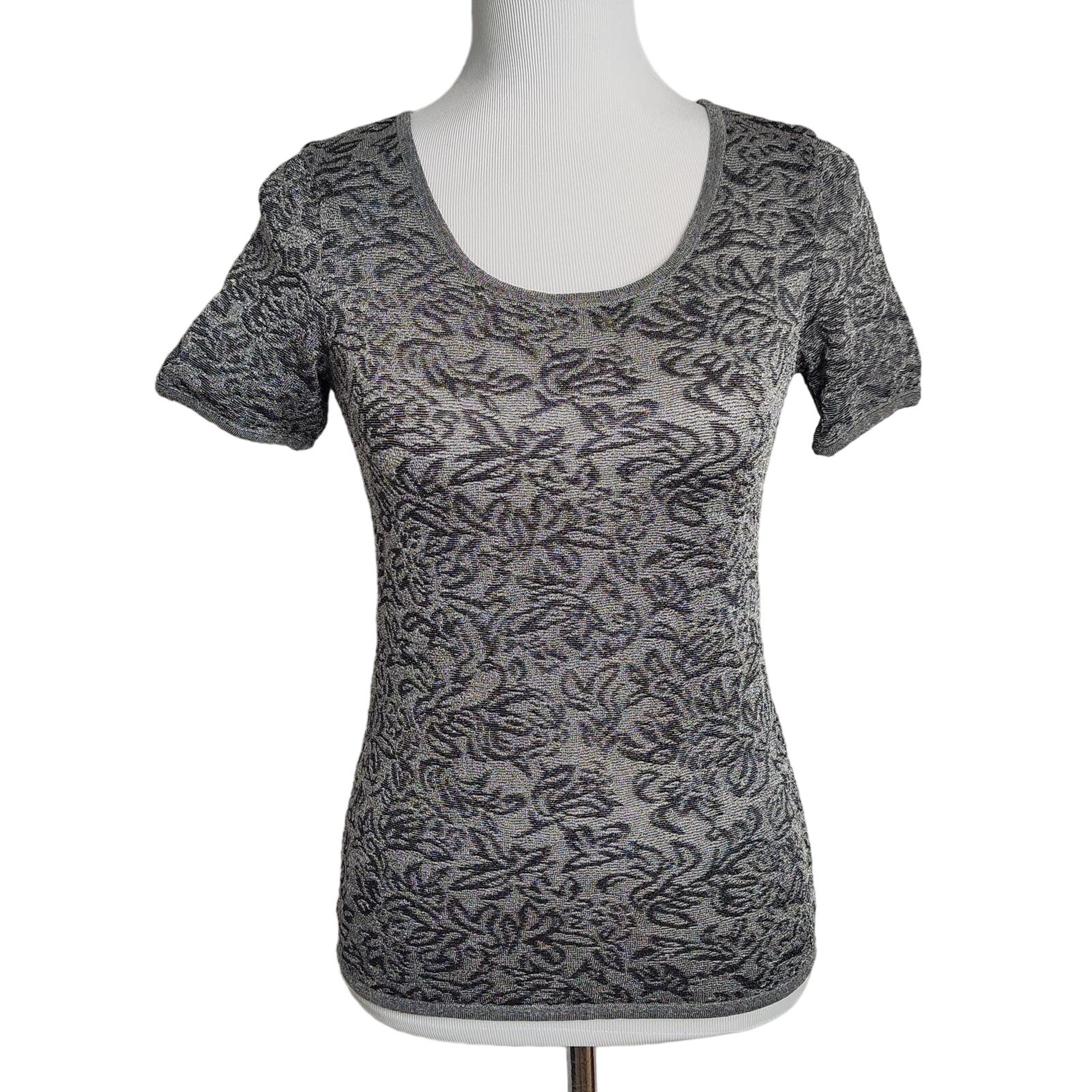 Escada t-shirt floral elastic super stretchy size euro 36, US small AS IS