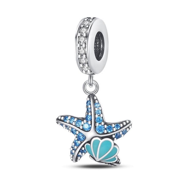 S925 Starfish shell charm pendant