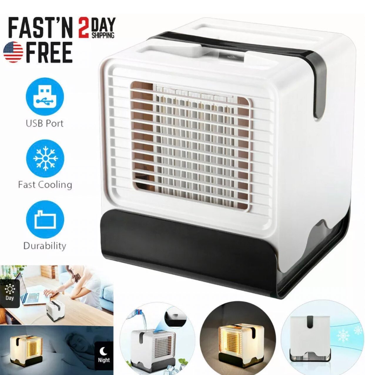Air Conditioner Portable Evaporative Cooler Humidifier Mini Desktop Cooling F