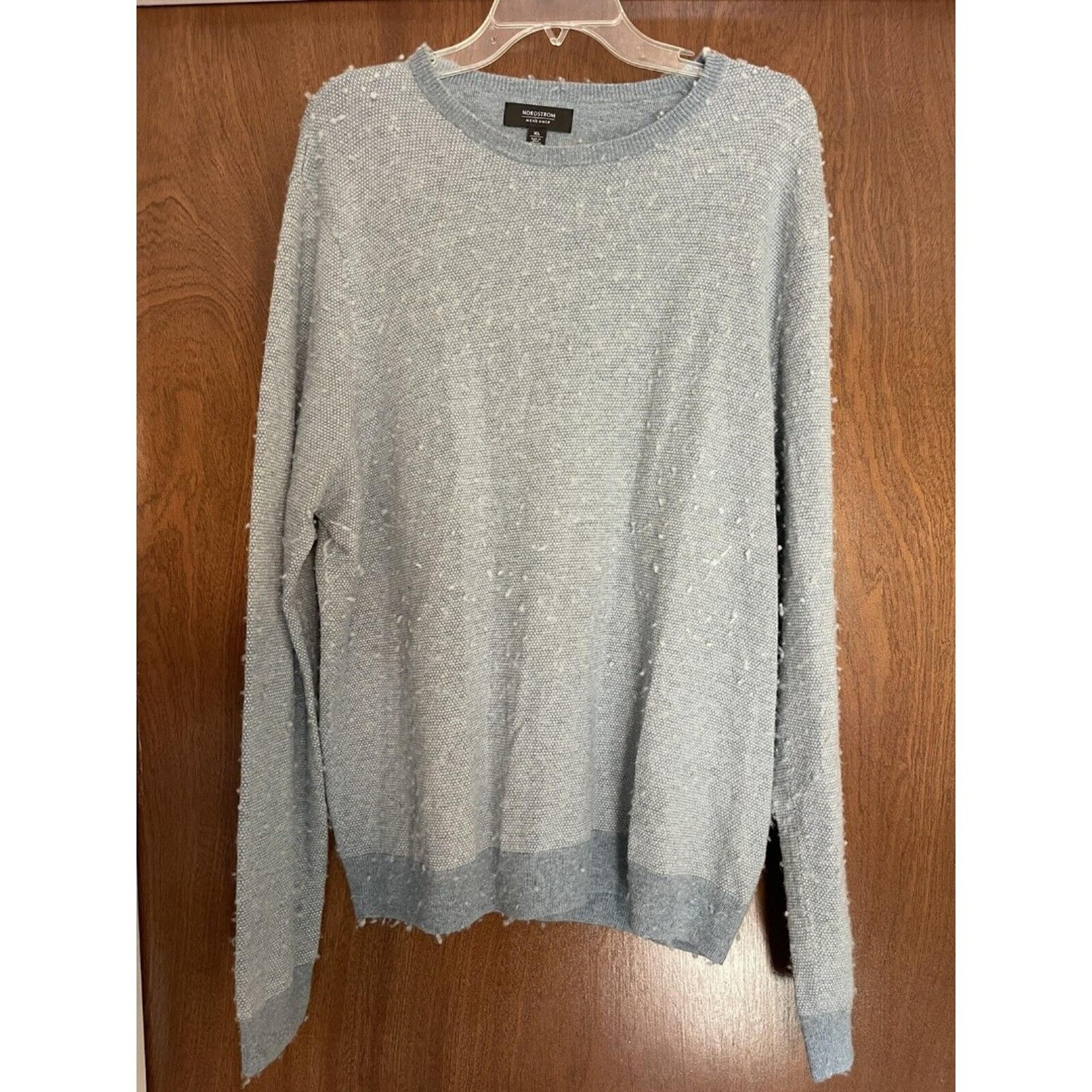 Nordstrom men’s shop size XL blue wool blend crewneck Fuzzy Sweater