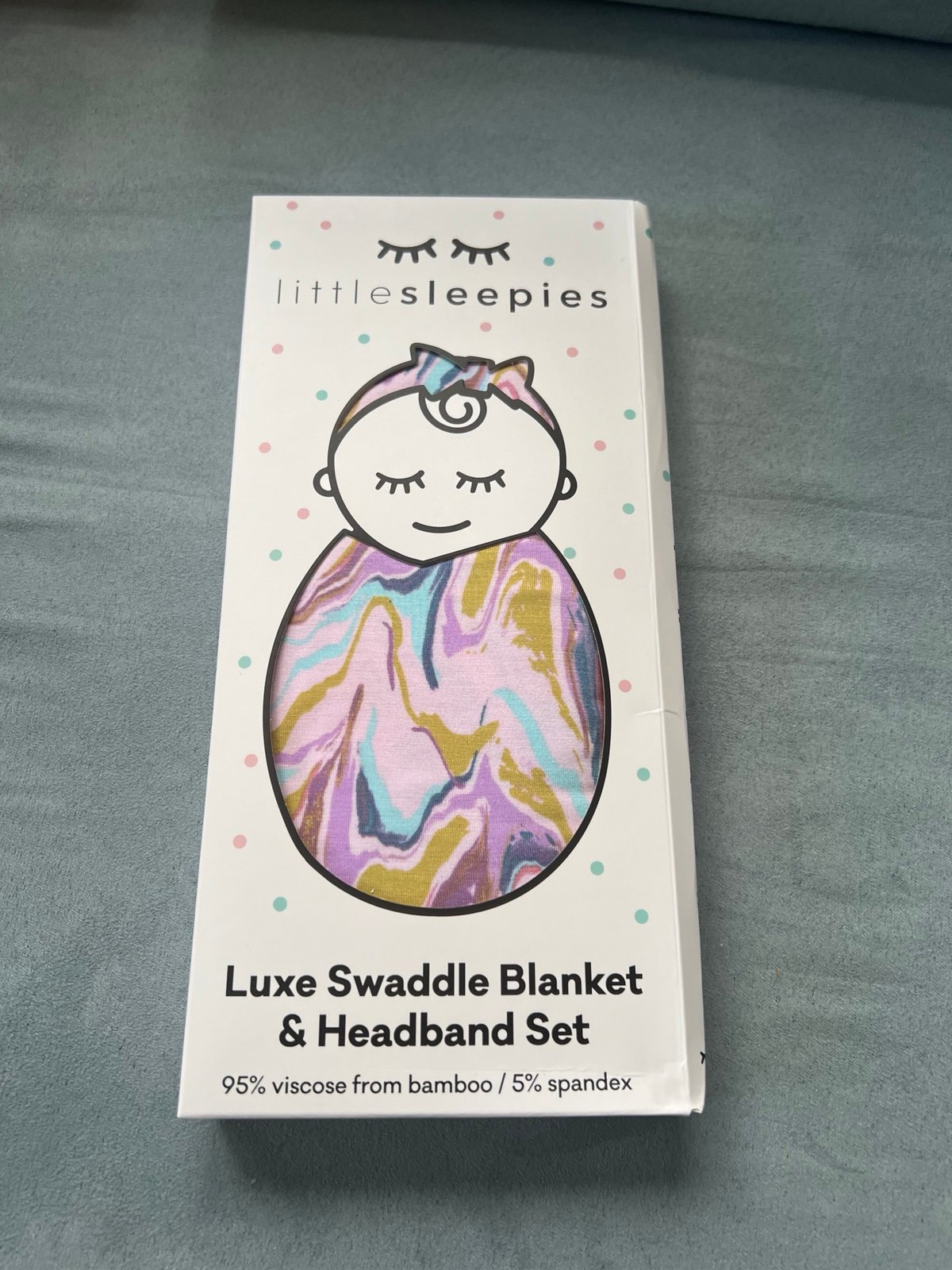 Little Sleepies Swaddle + Headband - Pink Marble Swirl