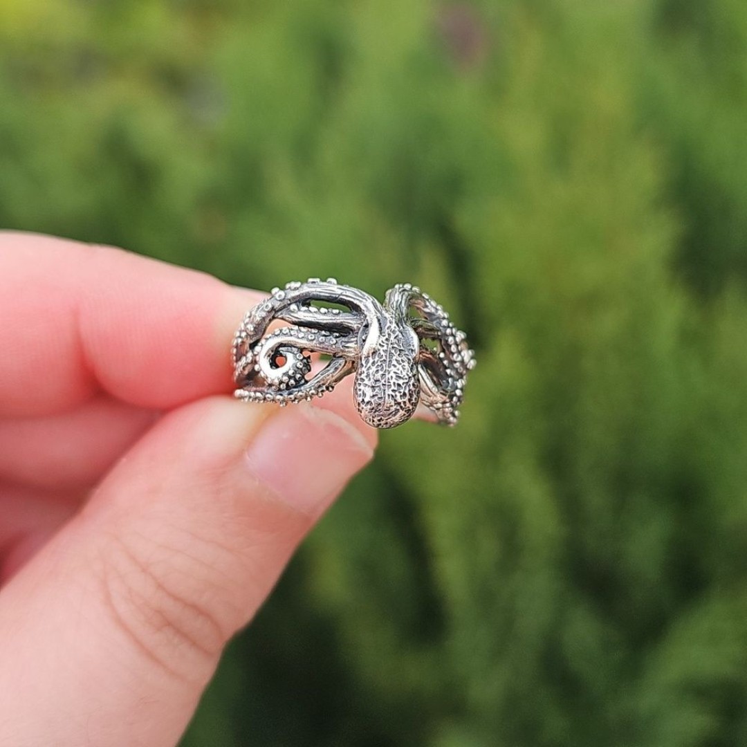 Sterling Silver 925 Octopus Sea Creature Ring - Size 7