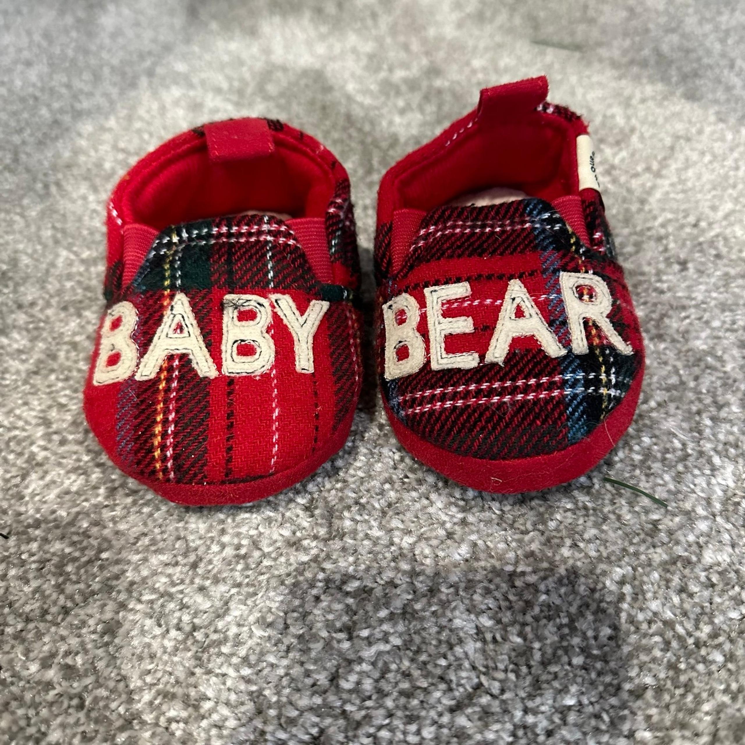 Dearfoams Baby Bear Tartan Plaid Slippers