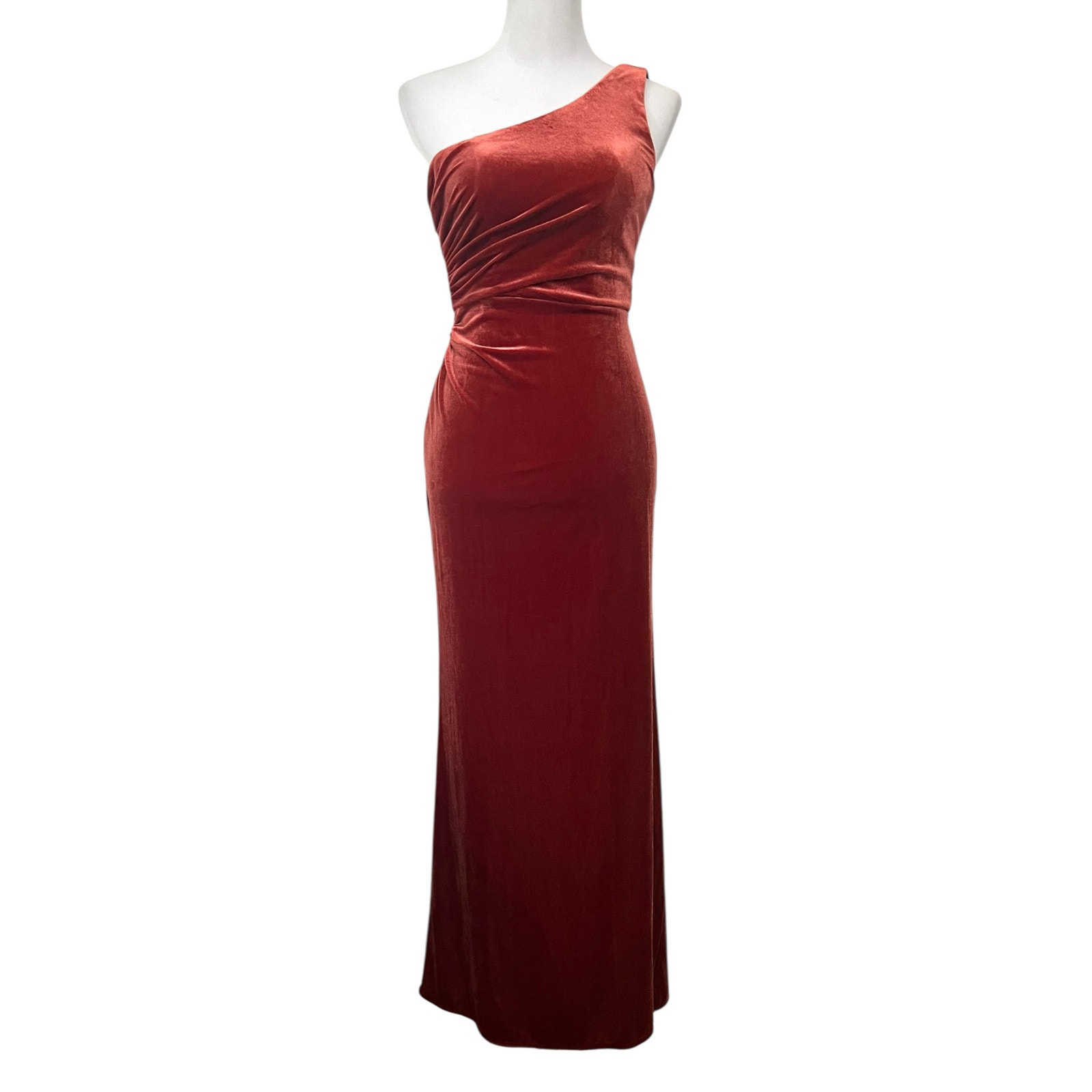 Azazie Dress A2 Velvet One-Shoulder Maxi Prom Bridesmaid Formal 90s Look Autumn