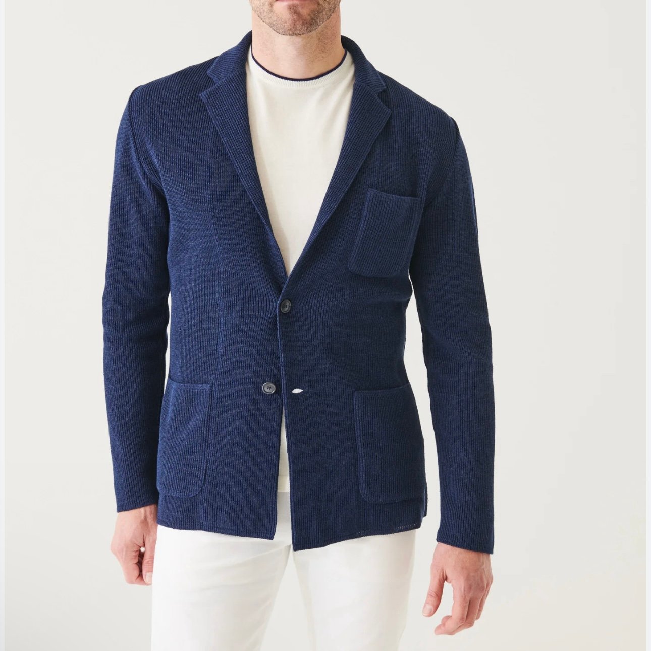 Patrick Assaraf Men’s Knitted Blazer Dark Blue Size XXL Made In Italy