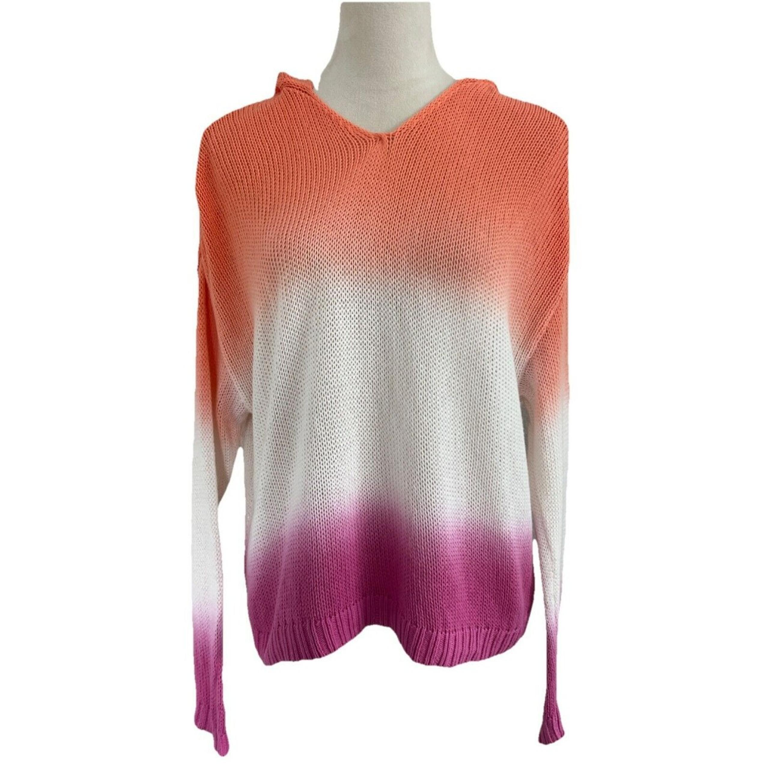 Lou & Grey Sweater Womens SP Ombre Knit Hooded Cotton Beachy Relaxed Casual