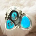 Triple Genuine Turquoise Sterling Silver Ring