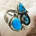 Triple Genuine Turquoise Sterling Silver Ring