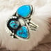 Triple Genuine Turquoise Sterling Silver Ring