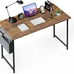 Small Space Writing Desk with Headphone Hooks Modern Simple Design 47 Inch Brown