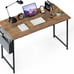 Small Space Writing Desk with Headphone Hooks Modern Simple Design 47 Inch Brown
