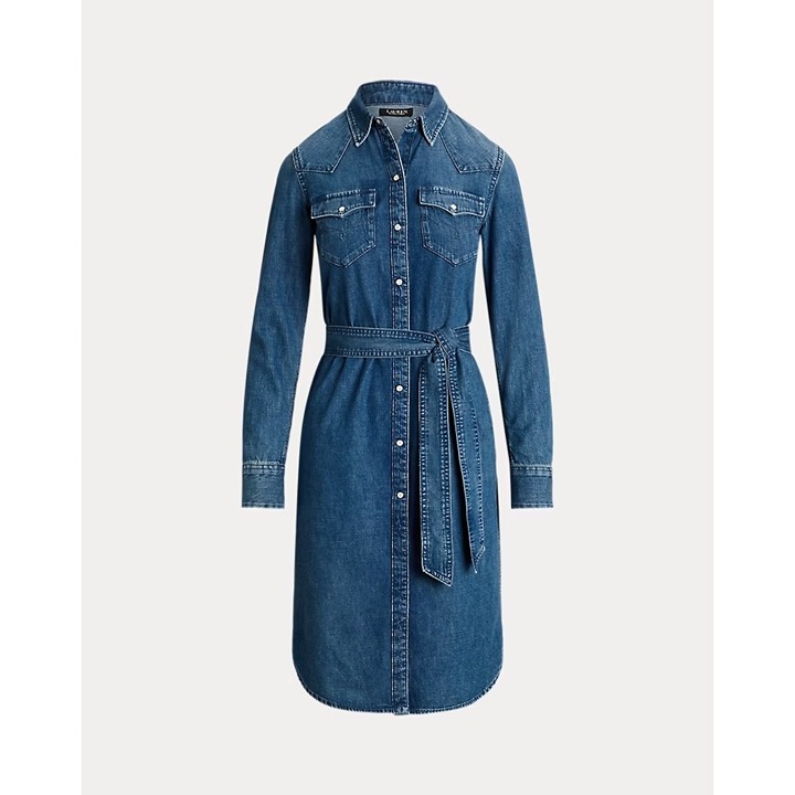 LAUREN RALPH LAUREN belted denim shirt dress size 2