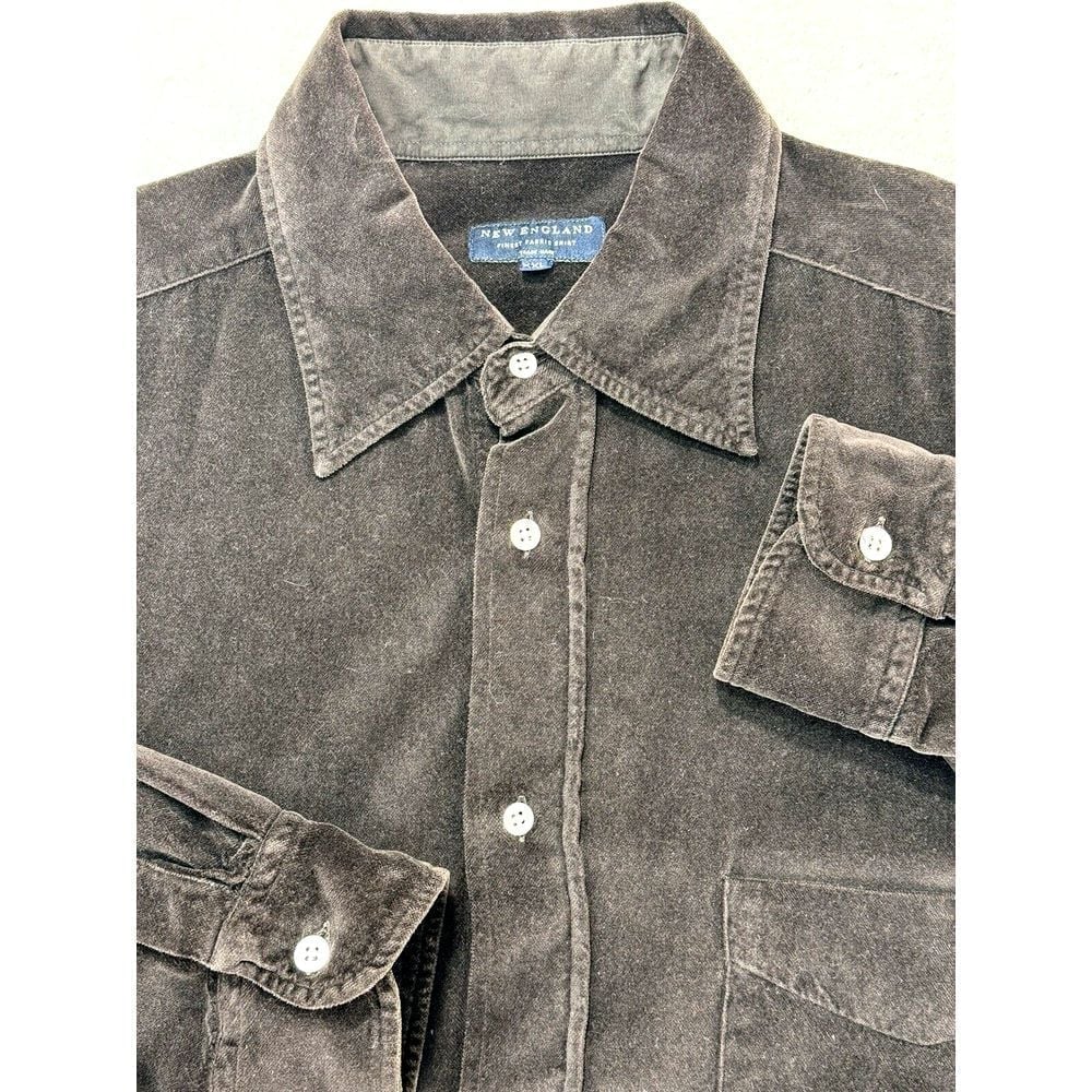 New England Shirt Company Valour Shirt Men Brown LS Button Front Italian XXL.