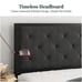 Amolife Full Size Metal Bed Frame with Upholstered Headboard, Dark Grey