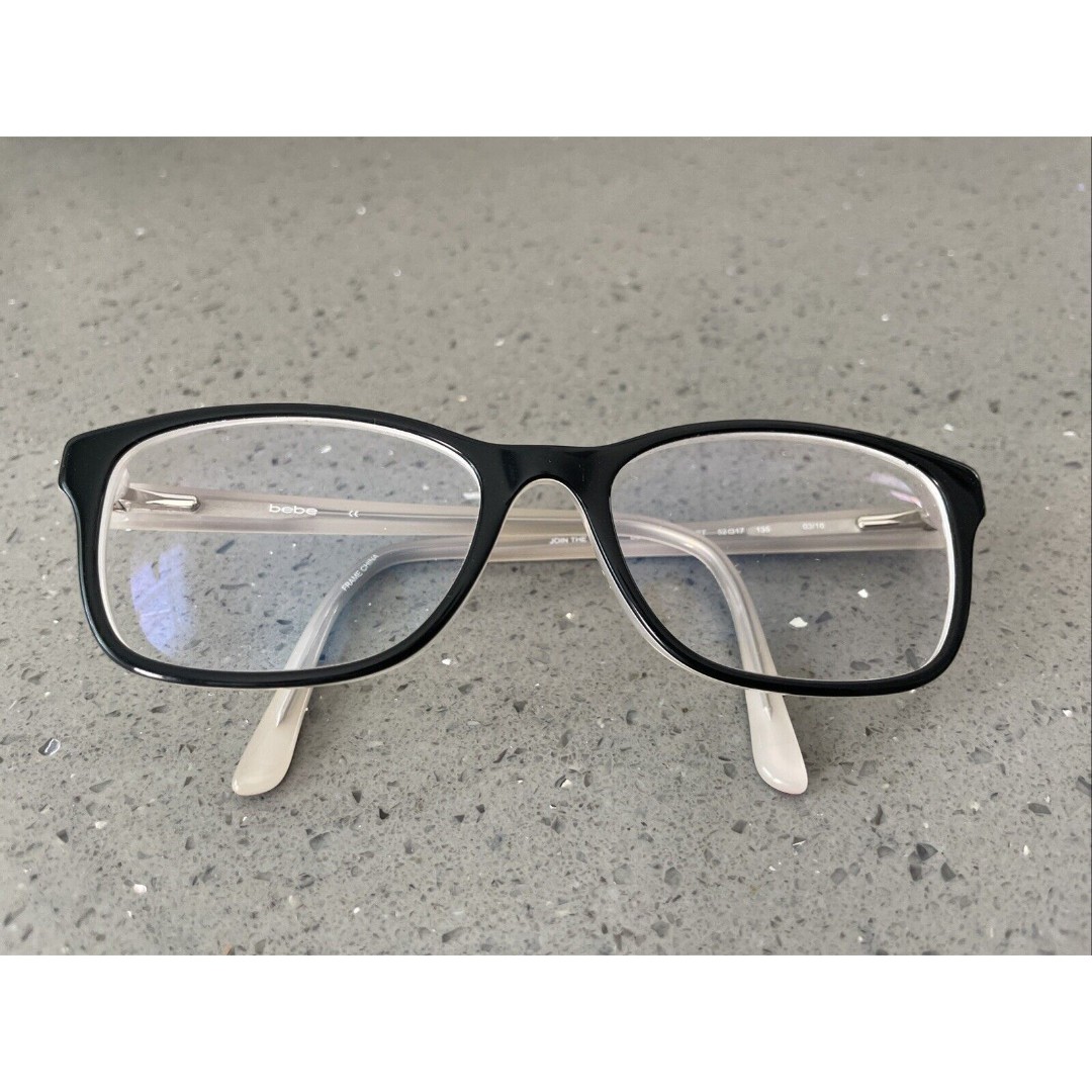 BEBE BB5075 JOIN THE CLUB 001 JET EYEGLASS FRAMES ONLY 52-17-135 Black white