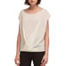 Cream Ivory DKNY Drape-Front Round Neck Knit Pullover Sweater (NWT)