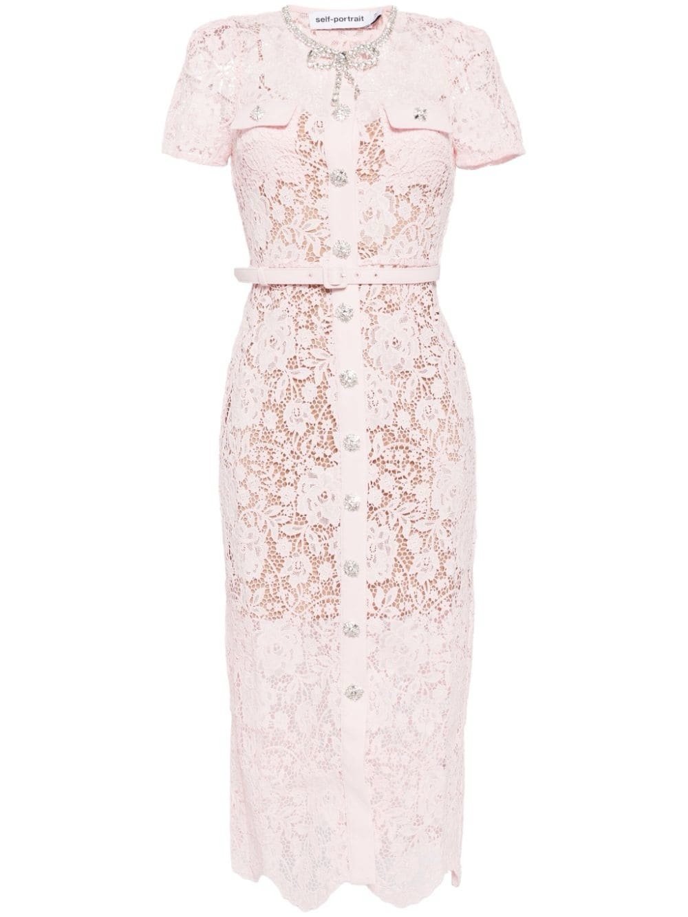 615 self-portrait diamante bow lace midi dress size 10