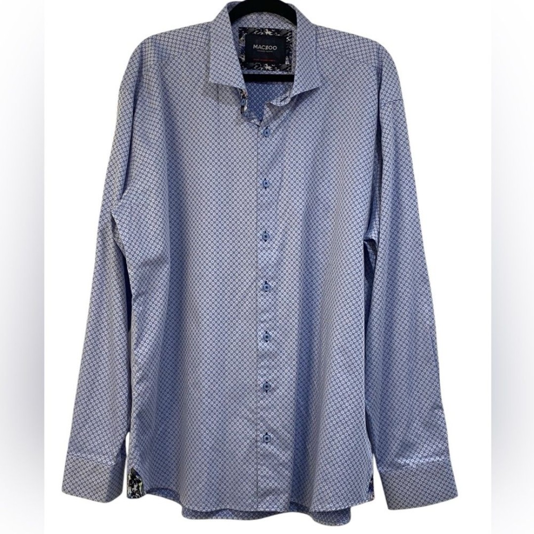 Maceoo Blue Print Dress Shirt