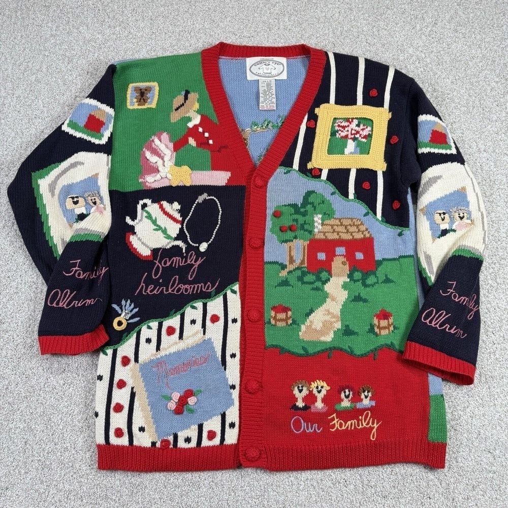 Eagle's Eye 1995 Family Tree Album Heirlooms Ugly Sweater Large Grandpa Grandma