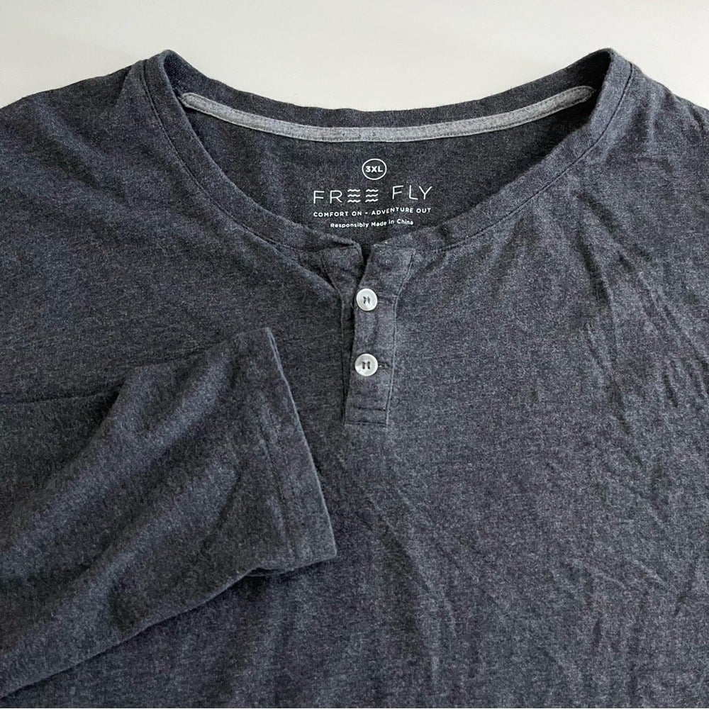 Free Fly Men's Henley Long Sleeve Gray XXXL bamboo active outdoor