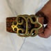 Vintage Tooled Leather Belt with Ornate Floral Pattern and Bronze Buckle