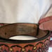 Vintage Tooled Leather Belt with Ornate Floral Pattern and Bronze Buckle