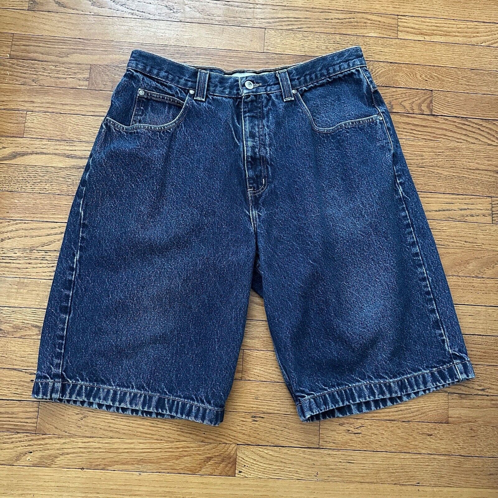 Vintage Anchor Blue Faded Baggy Denim Shorts Jorts Size 36 Skater Grunge