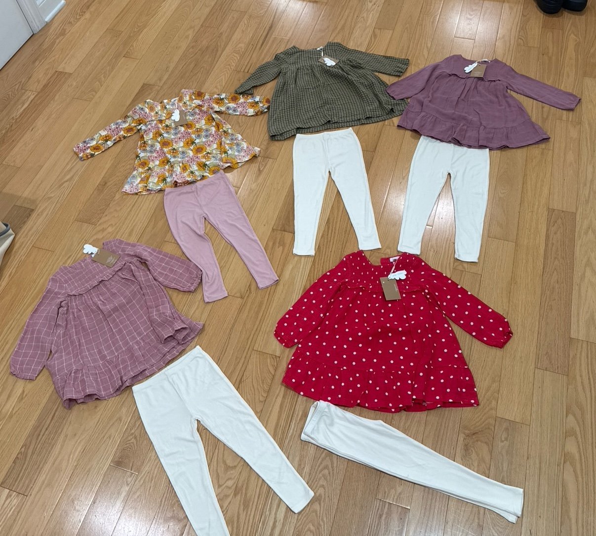 ANGEL DEAR Lot 5 outfits tunic/dress with leggings Size 4T NWT