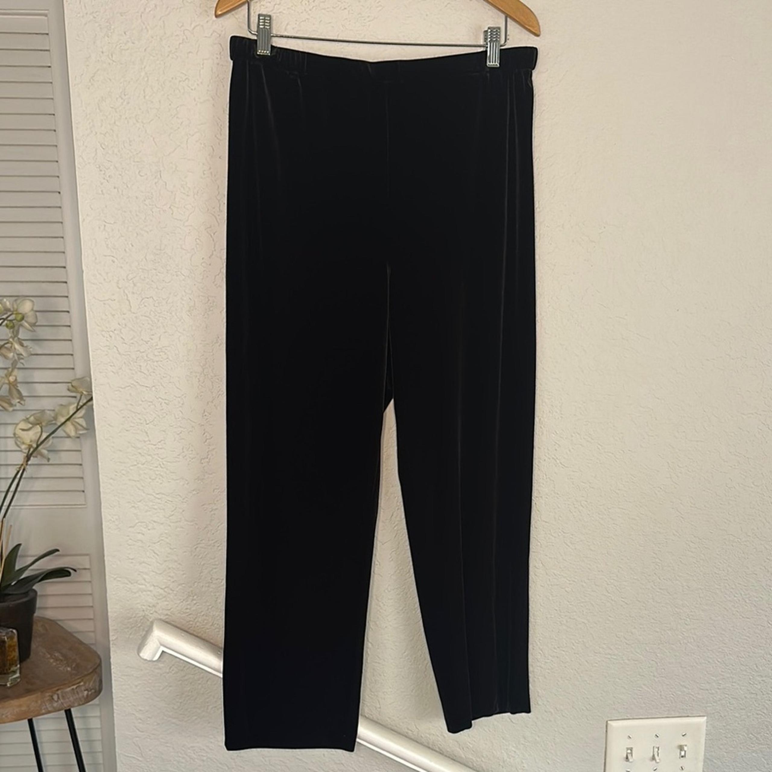 NEW Alex Evenings Black Velvet Pants Size XL Petite Stretchy Formal Party Night