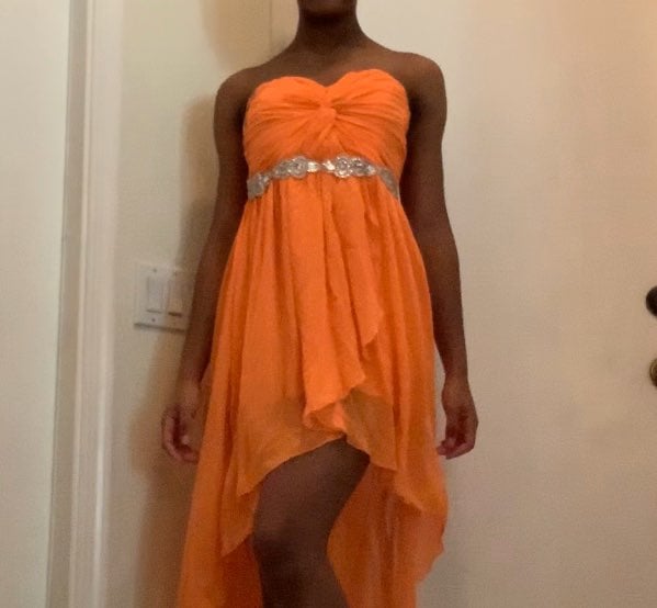 Orange high low dress