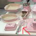 Le Creuset Chiffon Pink Traditional Style Spoon Rest Holder Authentic Stoneware