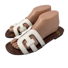 Sam Edelman Womens 9 Bay Leather Double E Logo Slide White Leather Sandals