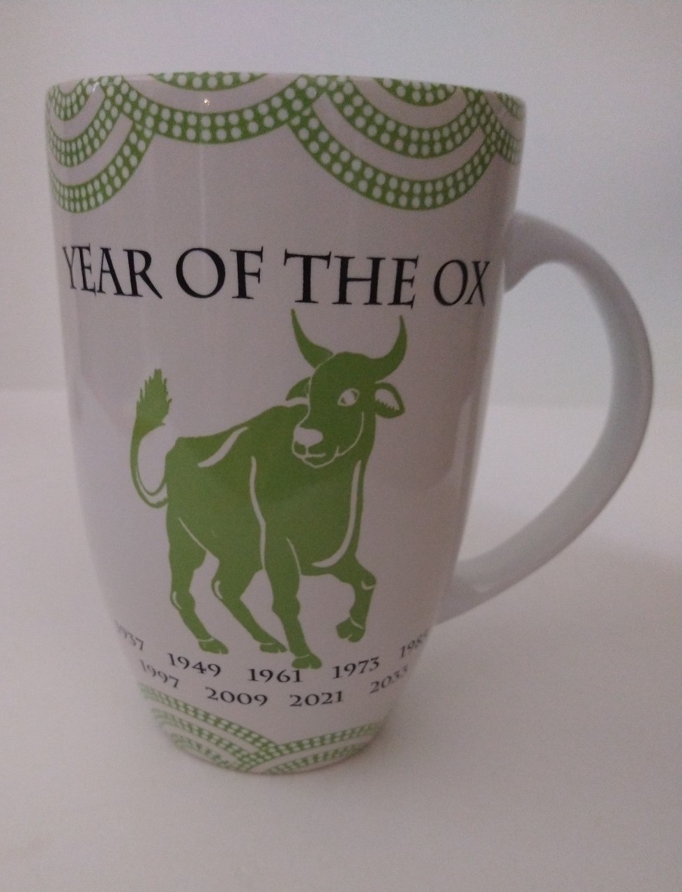 Coventry Year of the OX Porcelain Mug Chinese Zodiac white Green Cup
