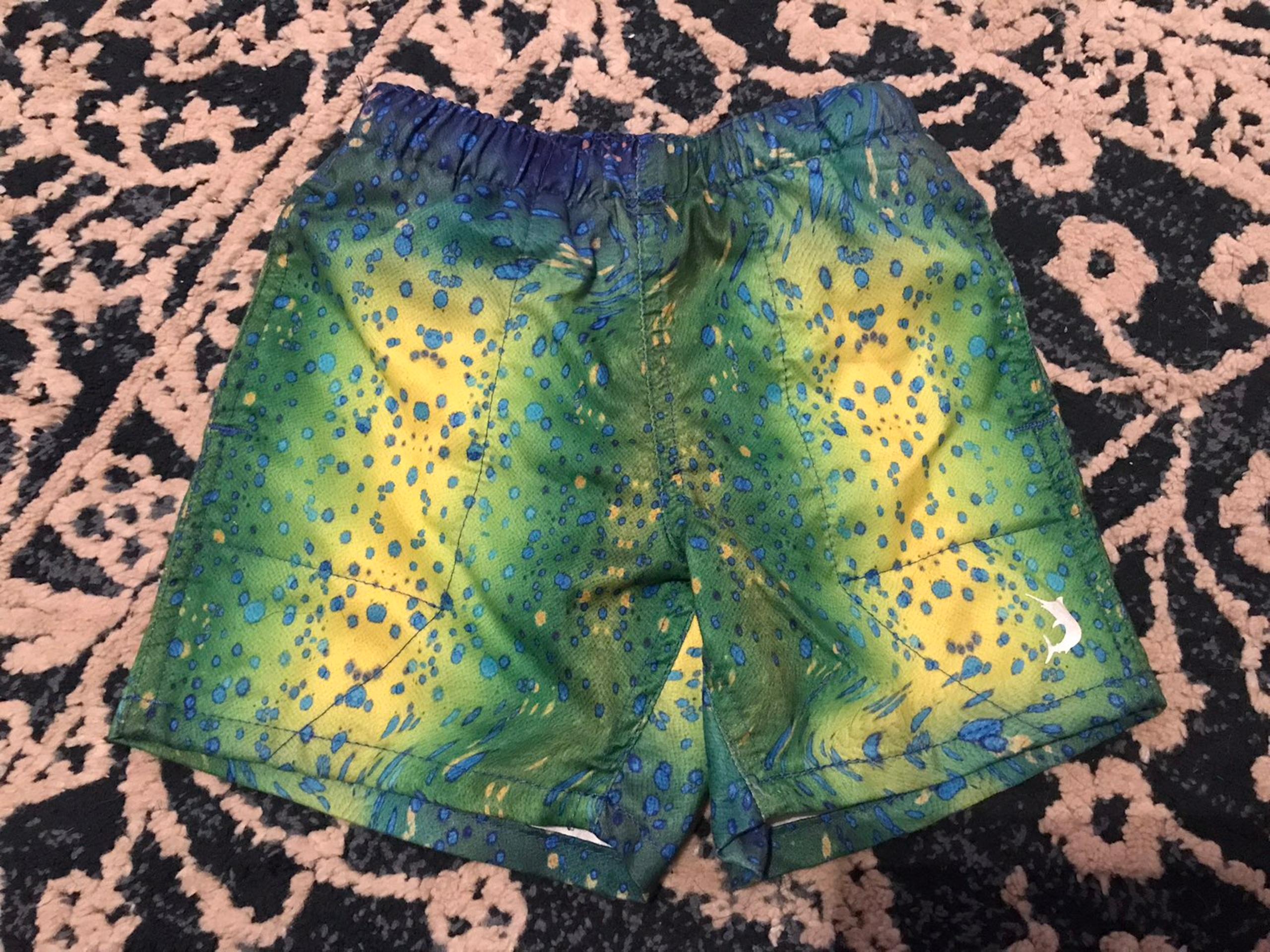 2T Toddler Boy Reel Legends Swim Trunks - Green Blue Dino Scale Swimming Shorts