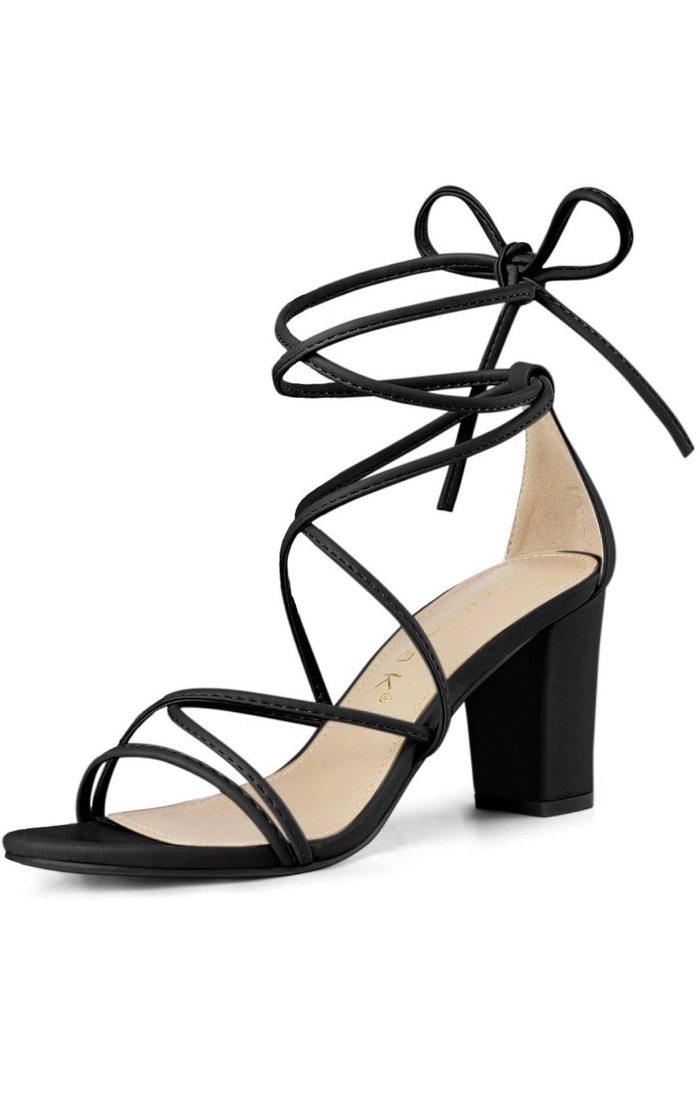 Women's Strappy Lace Up Chunky Heeled Sandals