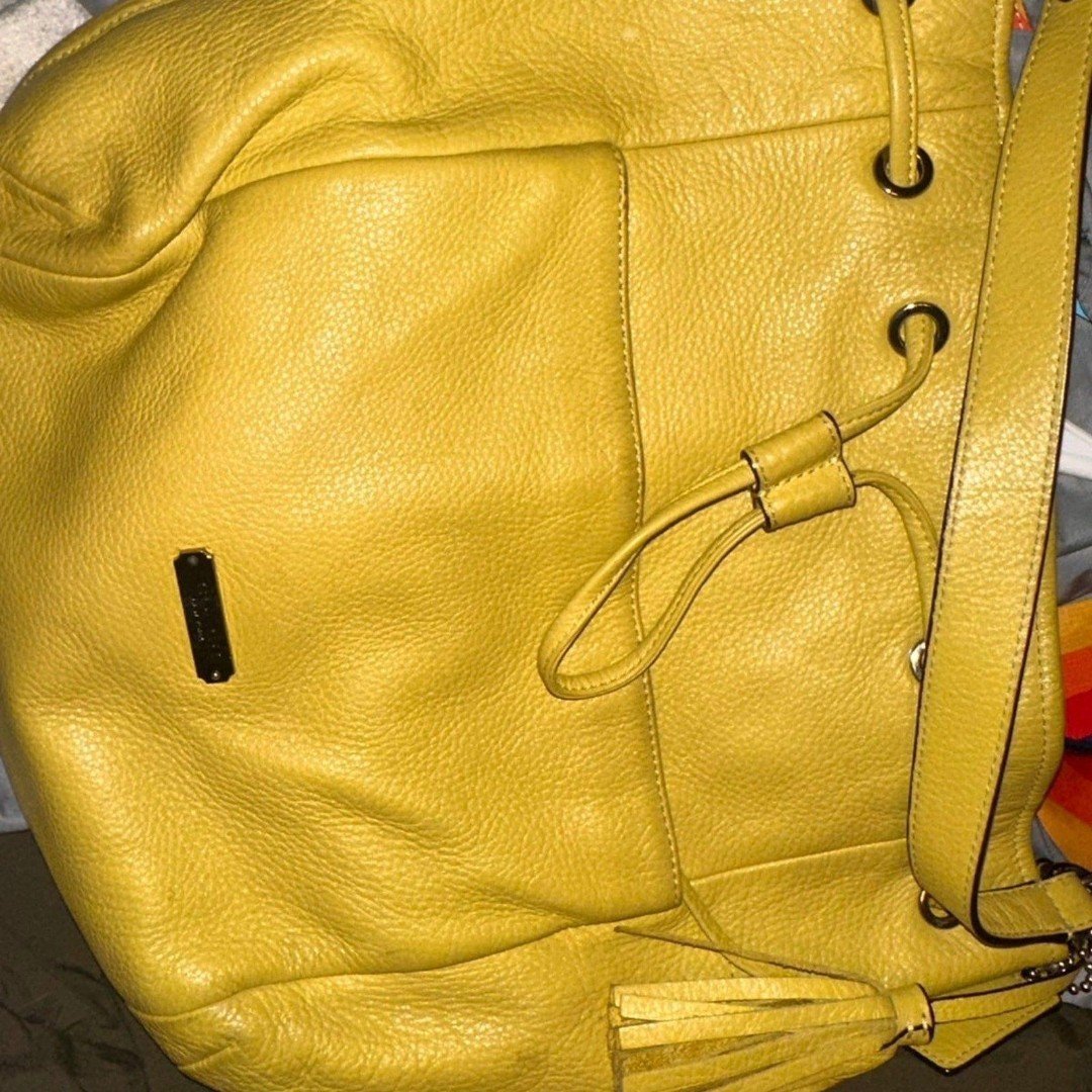 Coach Lime Green Yellow Leather Shoulder Bag purse
