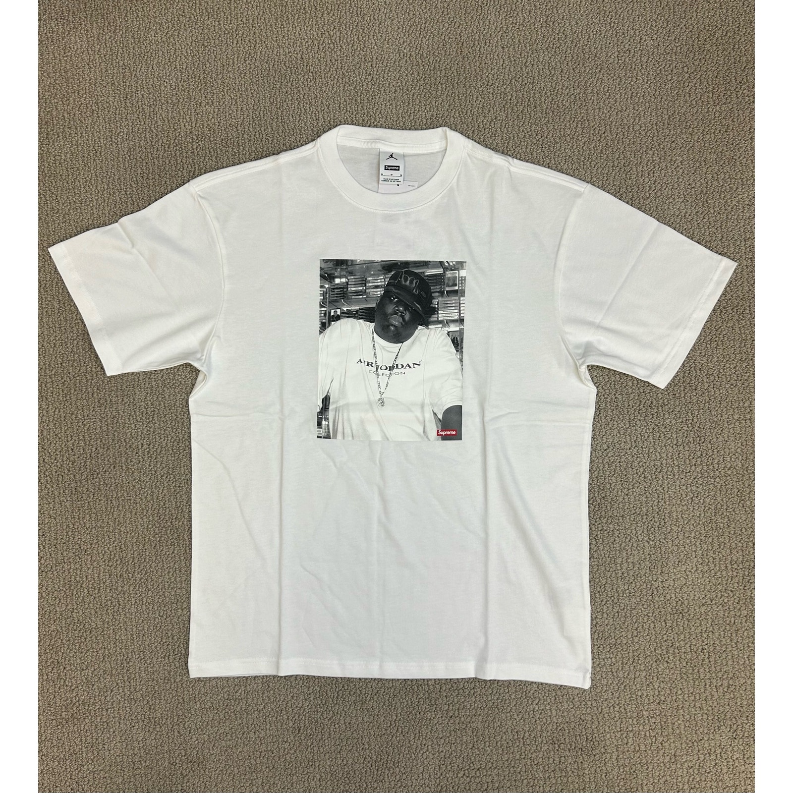 Supreme X Jordan Biggie White Tee / Size M / Brand New
