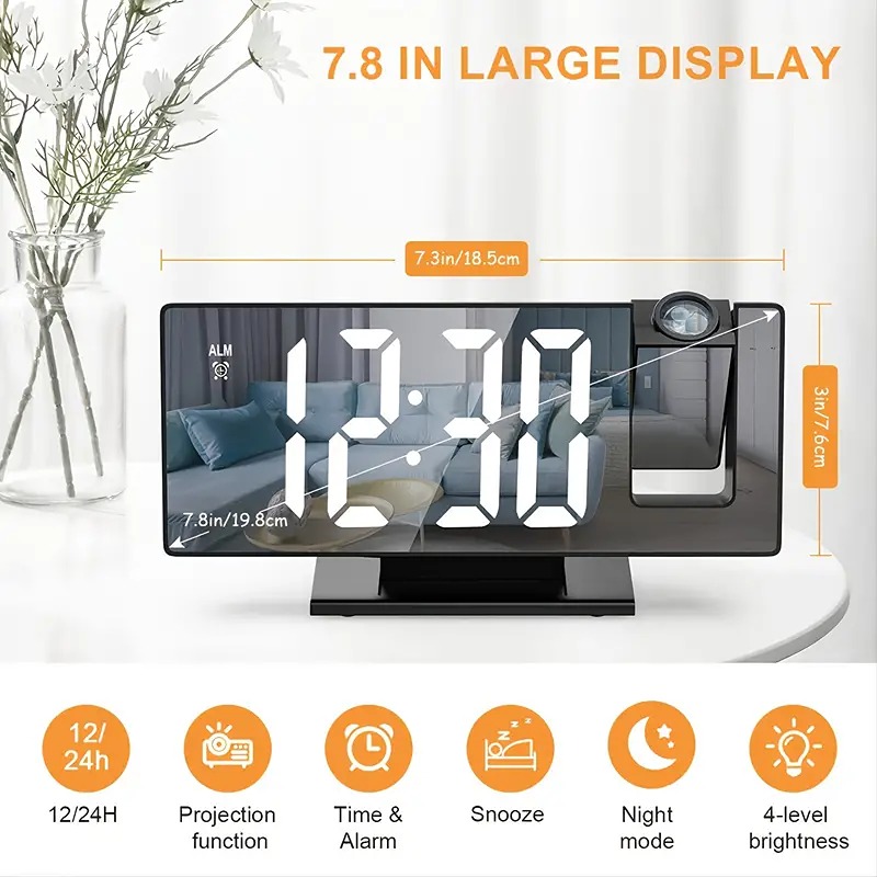 1pcs Digital Alarm Clock, Bedroom Desk Alarm Clock with Big LED Screen