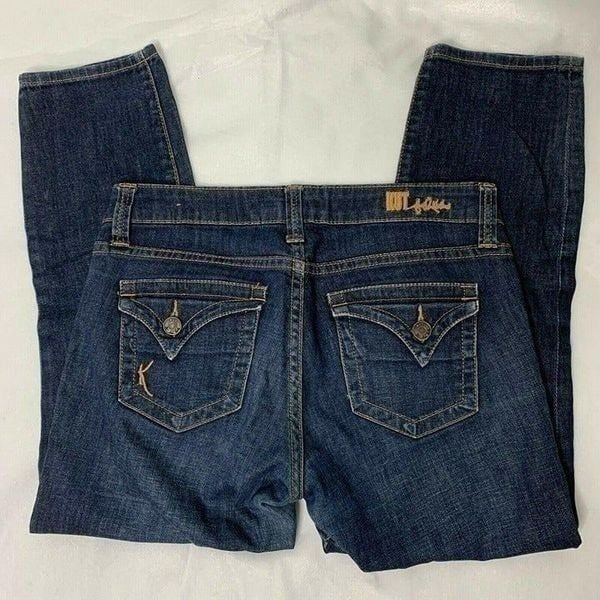 Kut from the Kloth Denim Jeans 2 Dark Wash Bardot Skinny Boyfriend Ankle Cropped