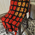 Vintage Red & Black Granny Square Afghan – Bold Rustic Americana Decor (60x40)