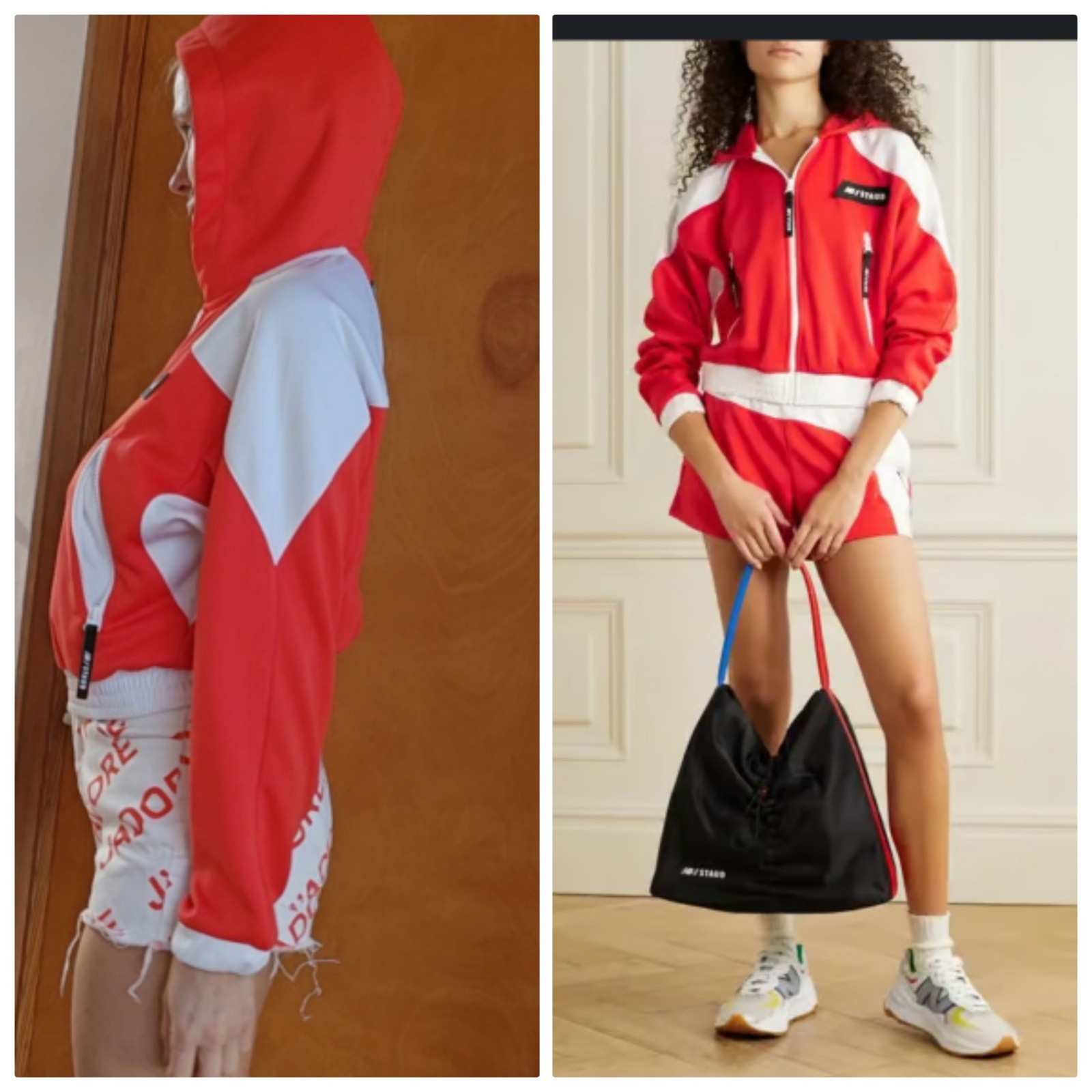 STAUD x NB Collab fresh red white warm up hoodie jacket xs