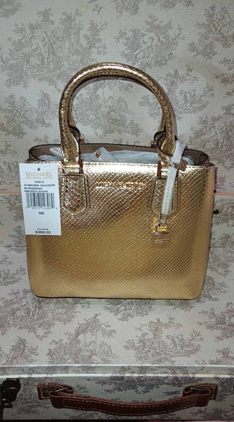 Michael Kors Adele Embossed Leather Satchel NWT