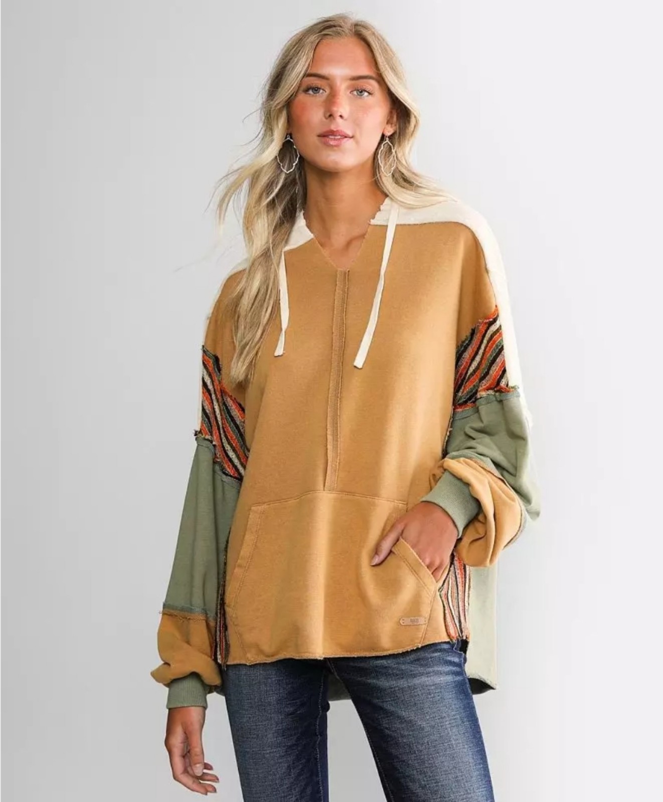 Exclusive Pieced Raw Edge Hoodie BKE