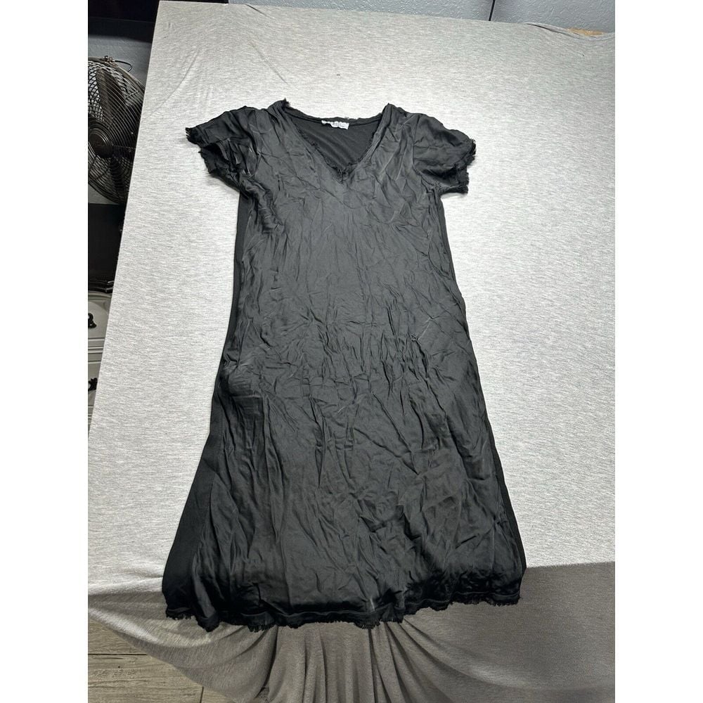 Gigi Moda Black Satin Shift Dress Size S
