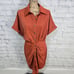 Cider collar mini shirt dress Sz 0XL short sleeve belted button down ACL