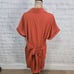 Cider collar mini shirt dress Sz 0XL short sleeve belted button down ACL