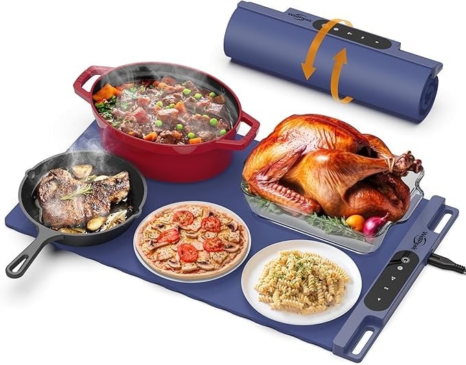 NEW Multi-Functional Silicone Roll-up Electric Warming Tray & Head-insulated